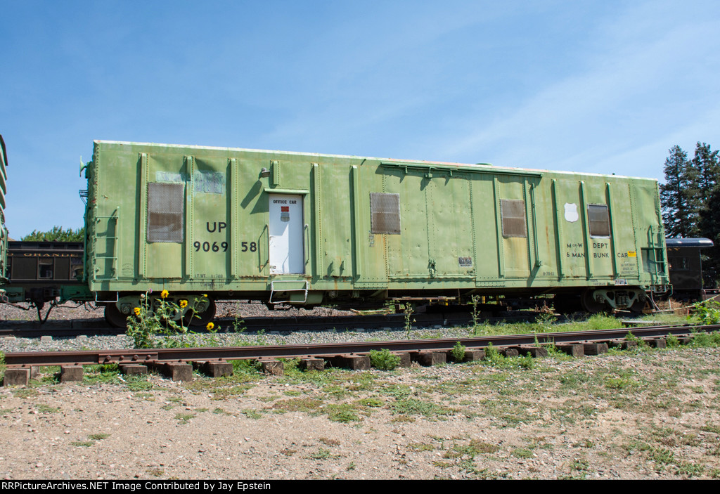 A UP Bunk car is seen on display at the Colorado Railroad Museum